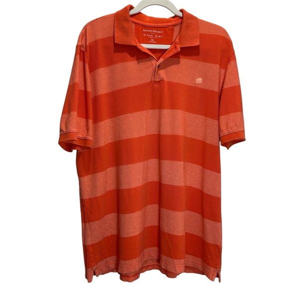 Banana Republic Orange Stripe Cotton Polo Shirt Classic Style - Size XL - Picture 1 of 8